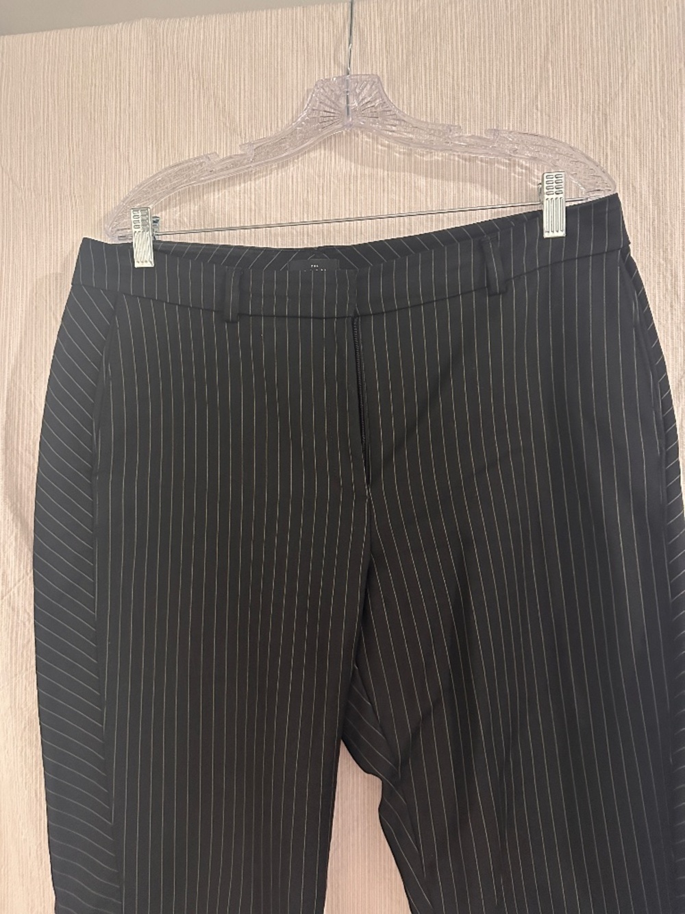 WHBM The Slim Ankle Black Pinstripe Pants Size 14L